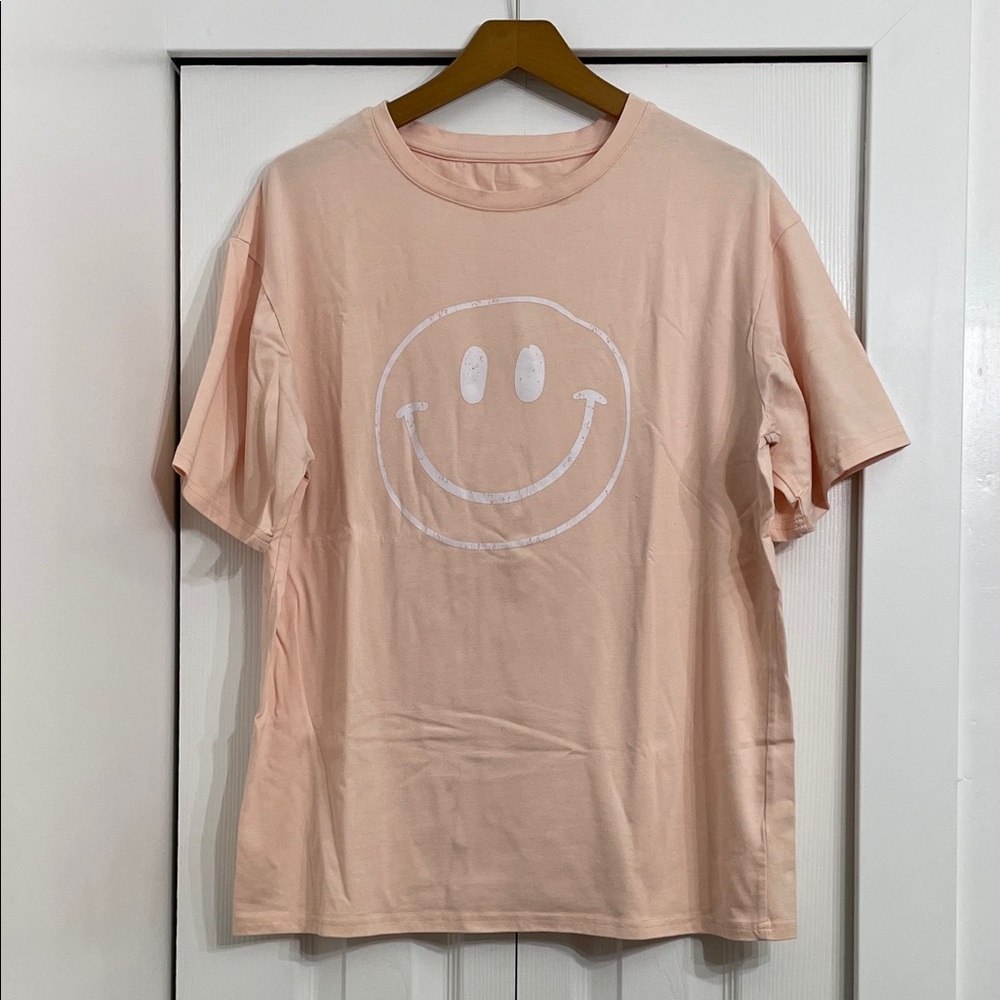 Peach Smiley Face T-Shirt
